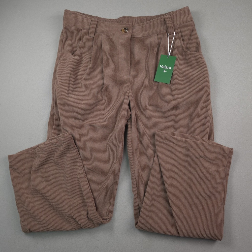 Halara Corduroy Pants High Waisted Straight Leg Brown NWT Womens Large Petite L